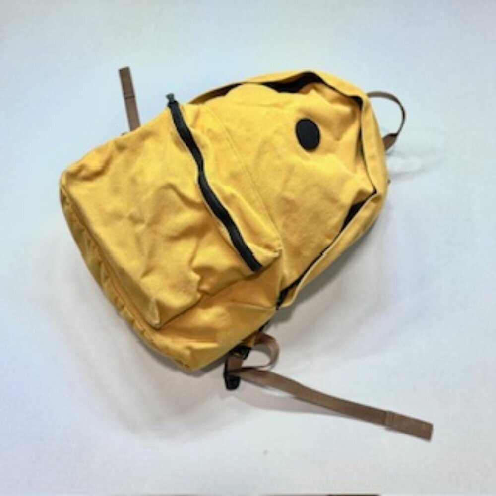 Timberland Backpack Double Strap Logo Front Pocket Mustard Yellow Black Accents
